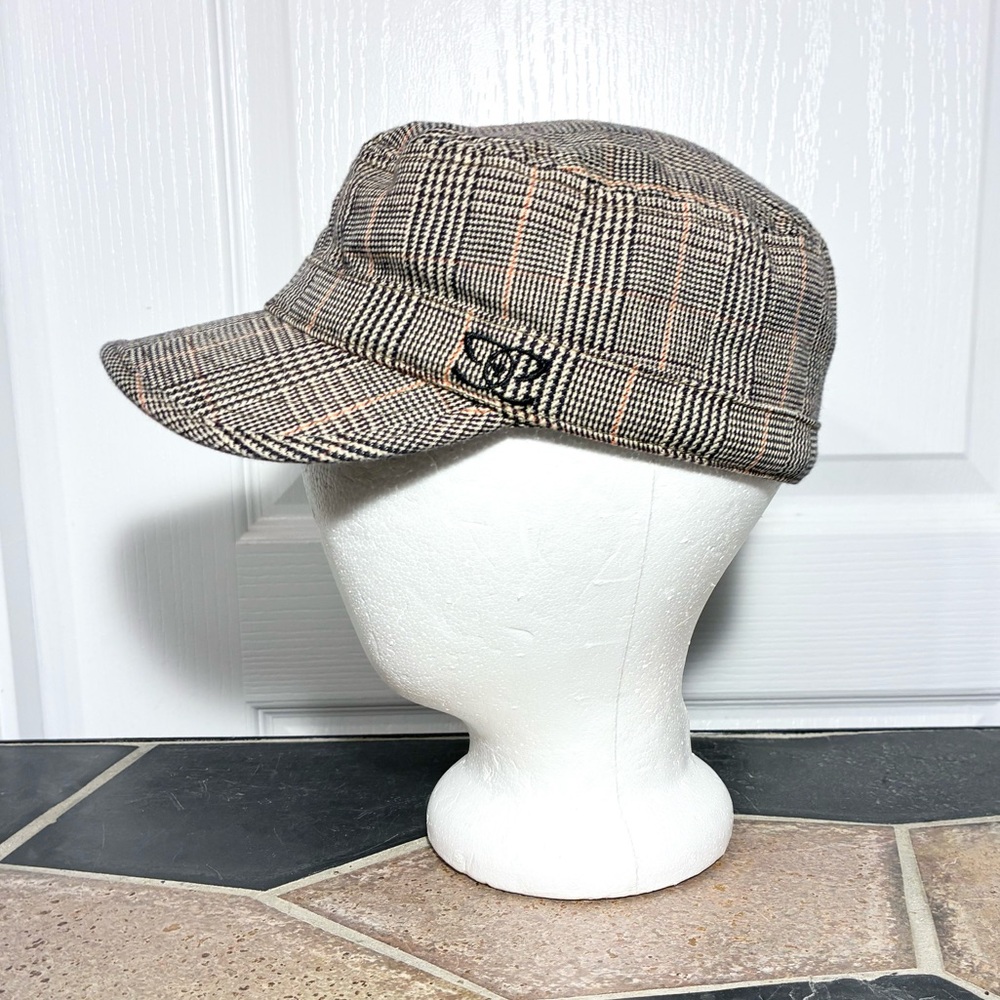 Y2K Ezekiel Glen Plaid Cadet Cap Vintage Brown Tan Women’s M/L